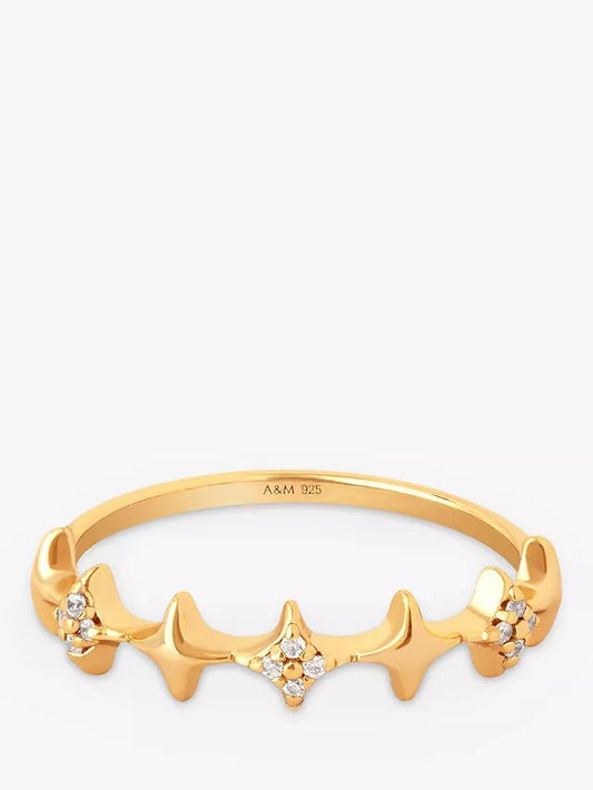 Astrid & Miyu Cosmic Star Stacking Ring, Gold Size L RRP £60 - William George