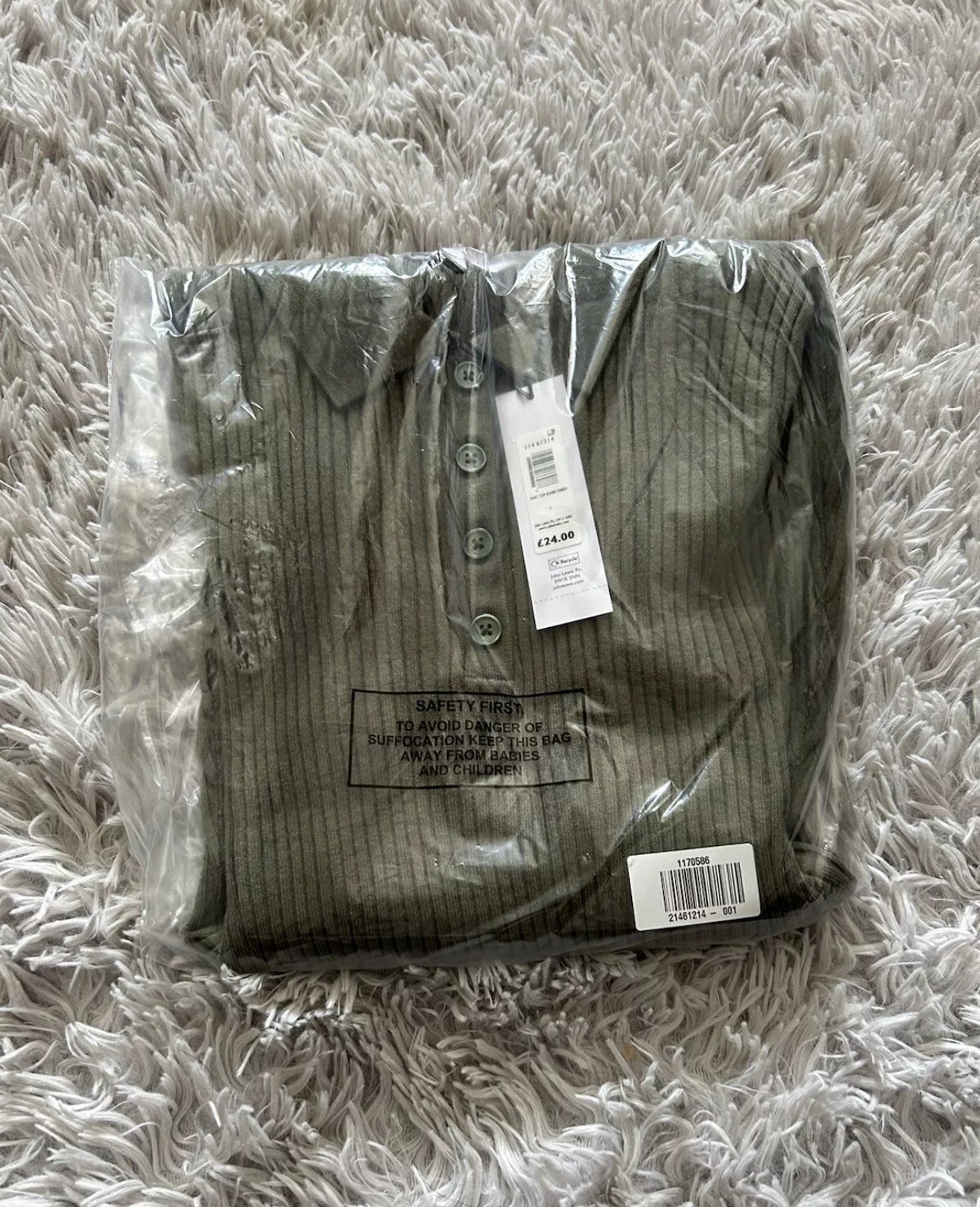 BNWT John Lewis Khaki Collared Knit Top Size Large RRP £24 - William George