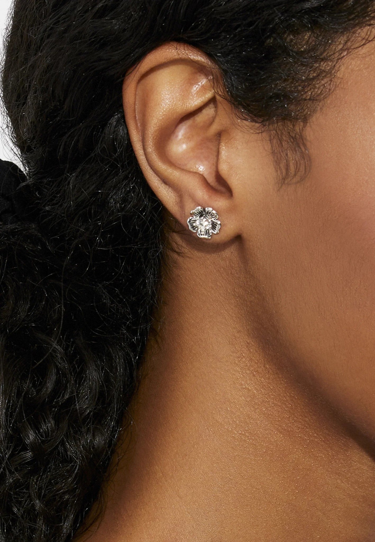 Coach Signature Tea Rose Stud Earrings, Rhodium - William George