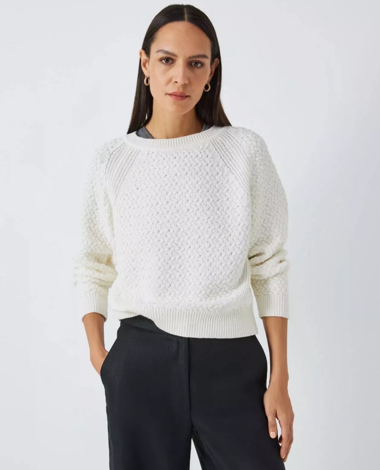 John Lewis Basketweave Sweater Ecru Size Small RRP £49 BNWT - William George