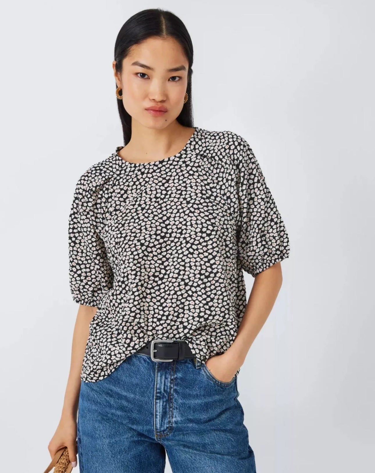 John Lewis Bloom Floral Puff Sleeve Top Size 10 RRP £28 - William George