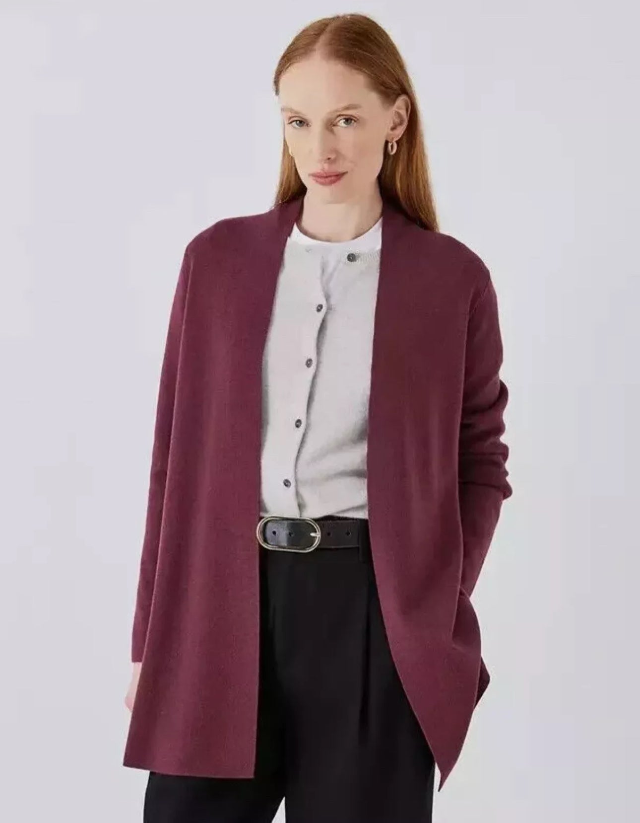 John Lewis Cardigan - Size 8 - Berry Red Knit Longline Edge - BNWT - RRP £39 - William George