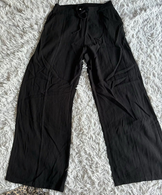 John Lewis Crepe Wide Leg Trousers, Black, Size 12 - RRP £49.00 - William George