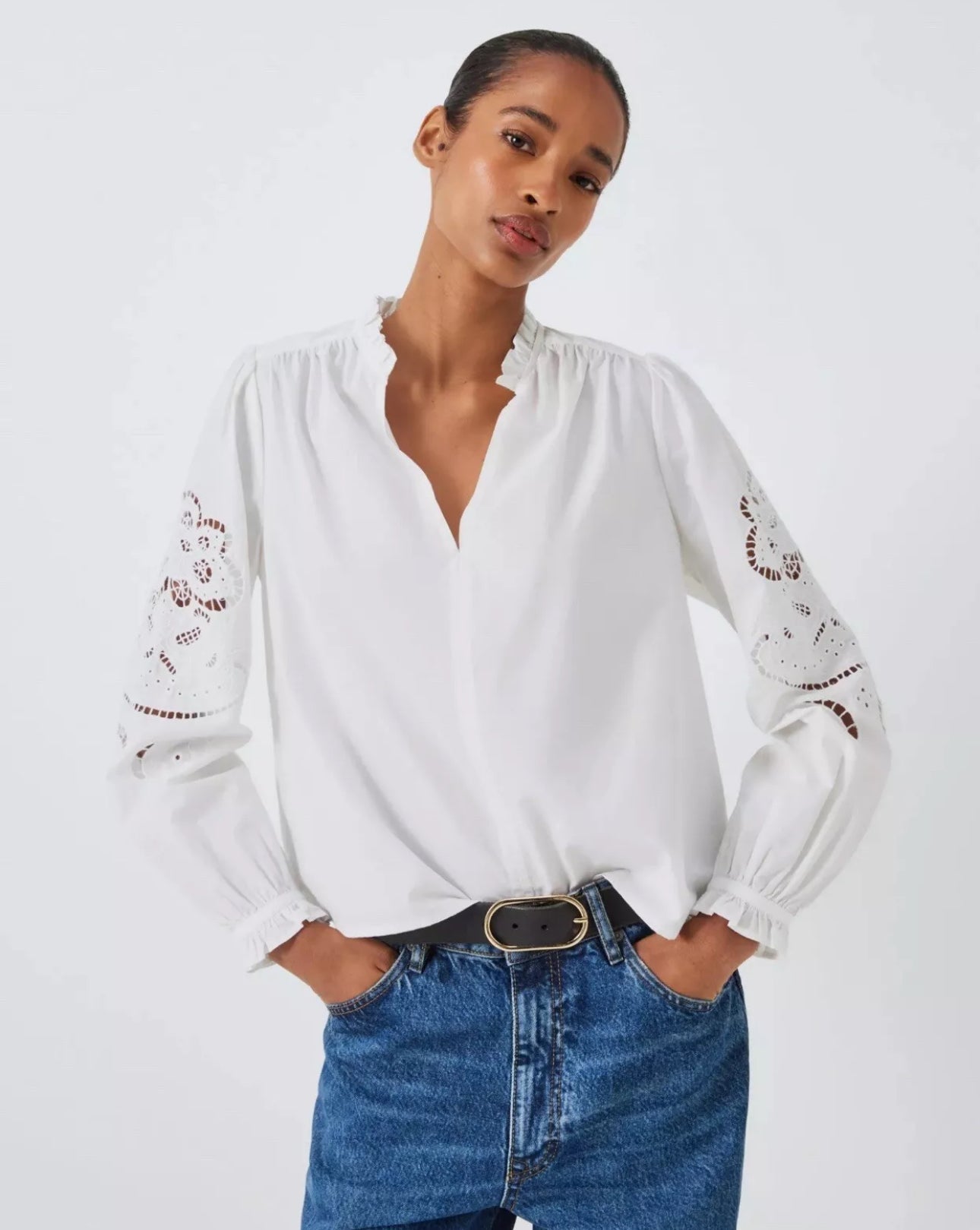 John Lewis Cutwork Detail Cotton Blouse BNWT Size 8 RRP £49 - William George