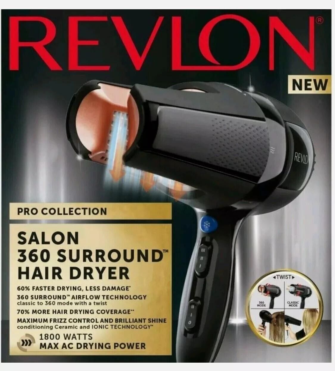 Revlon Pro Collection Salon 360 Surround AC Hair Dryer, 1800 W RRP £89.99 - William George