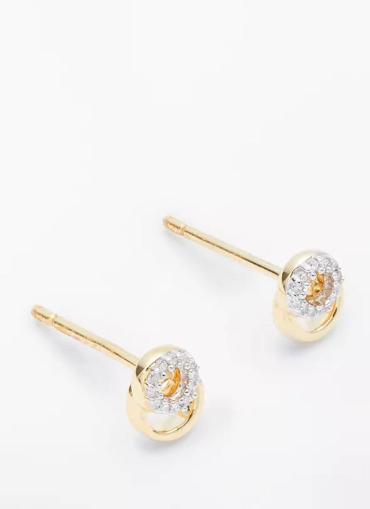 22 Carat Diamond Mini Link Stud Earrings, Gold - William George