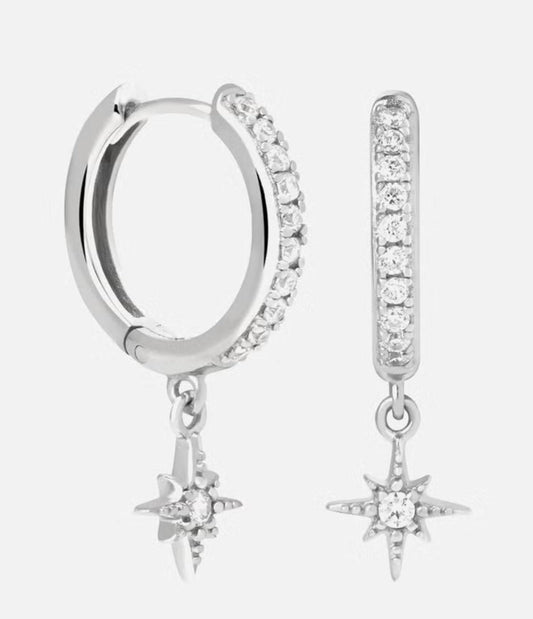 Astrid & Miyu Crystal Hoop Drop Earrings, Silver - William George