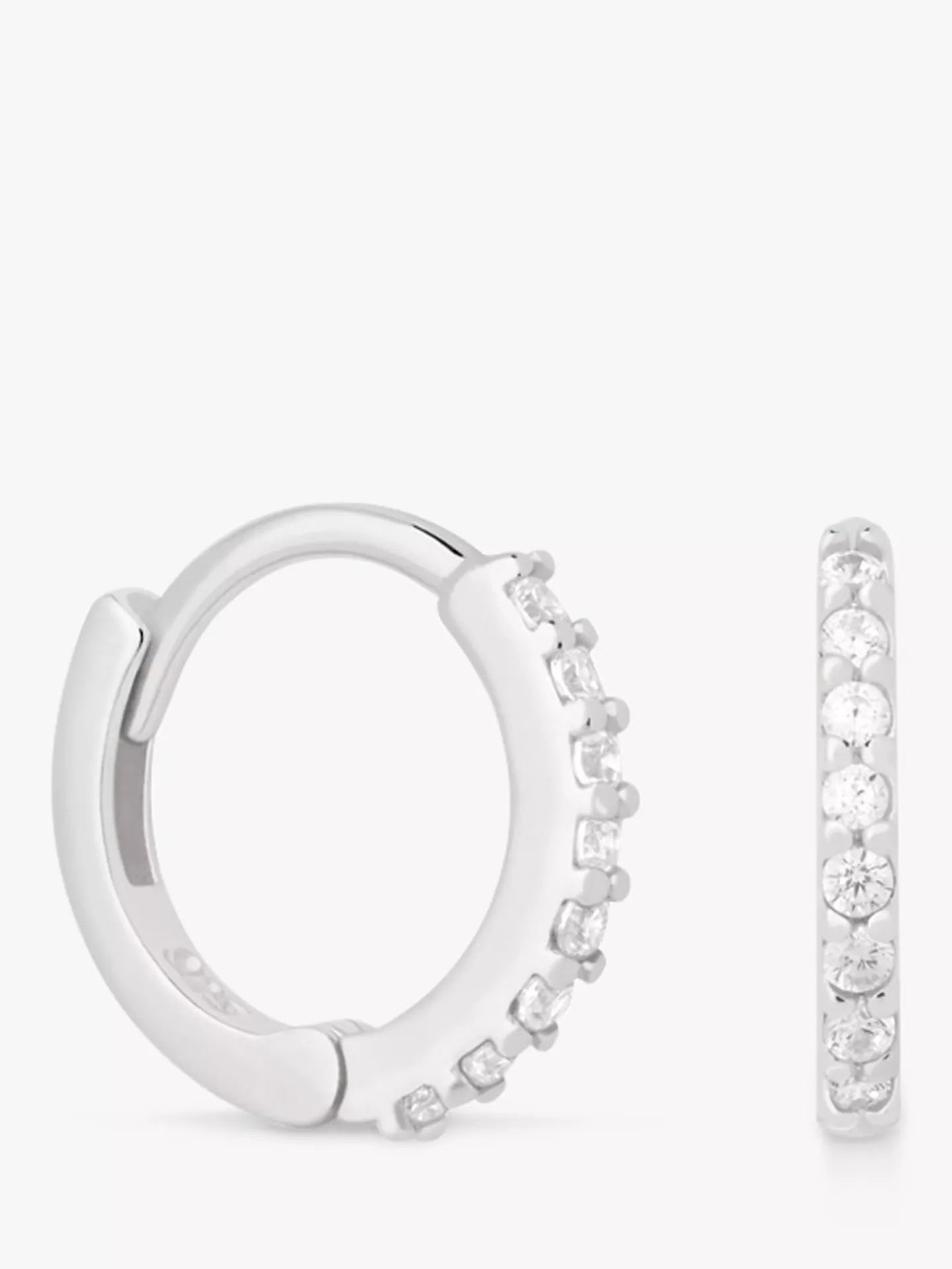 Astrid & Miyu Cubic Zirconia Huggie Hoops Earrings, Silver/Clear - William George