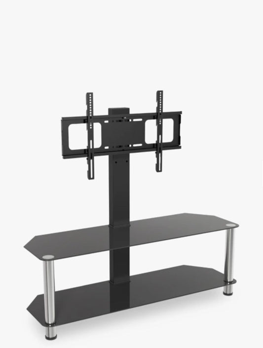 AVF SDCL1140 Corner TV Stand with Mount for TVs up to 65”, Black/Chrome RRP £169.99 - William George