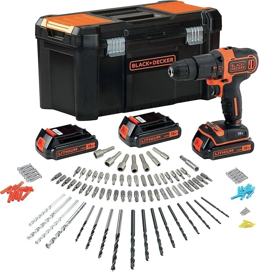 Black & Decker, Drills + Cordless screwdriver BDCHD181B3A Drilling Set RRP £199 - William George