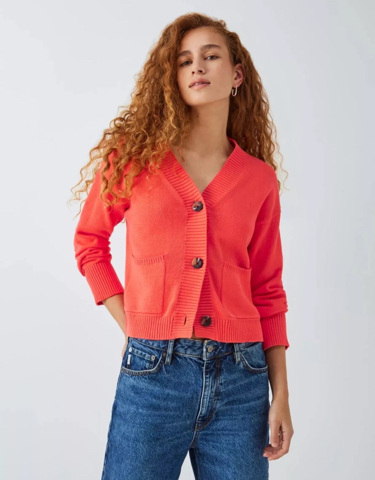 BNWT John Lewis Patch Pocket Cardigan Coral Size S RRP £34 - William George