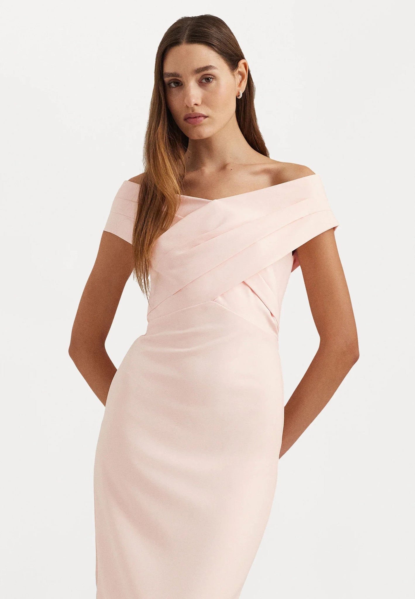 BNWT Ralph Lauren Crepe Off - the - Shoulder Gown Pink Opal Size 10 Prom Ball Christmas RRP £279 - William George