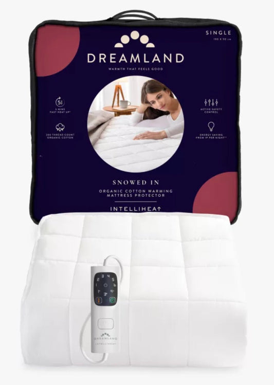 Dreamland 168 Organic Cotton Heated Electric Mattress Protector, White, Double RRP £139.99 - William George