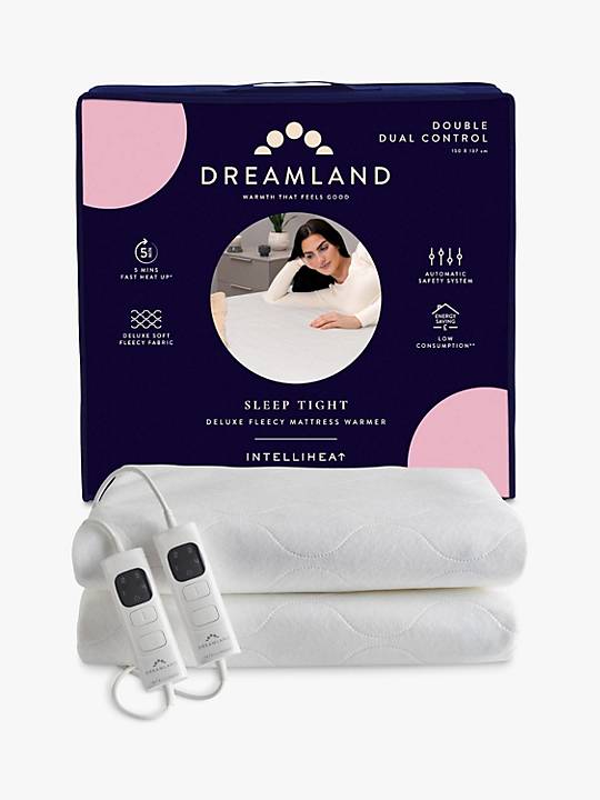 Dreamland Sleep Tight Deluxe Fleecy Electric Blanket, Double, White - William George