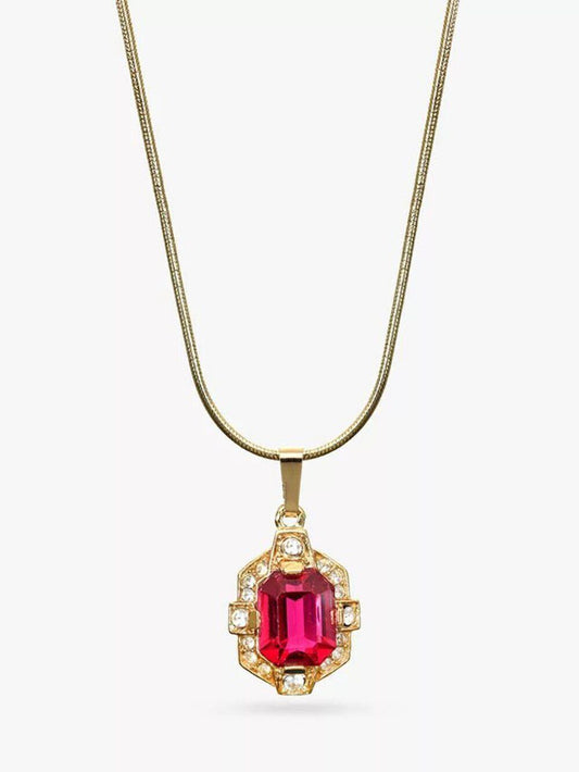 Eclectica Vintage Art Deco 18ct Gold Plated Swarovski Crystal Pendant Necklace, - William George