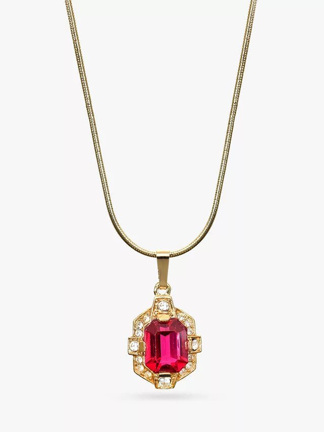 Eclectica Vintage Art Deco 18ct Gold Plated Swarovski Crystal Pendant Necklace, Dated Circa 1980s - William George