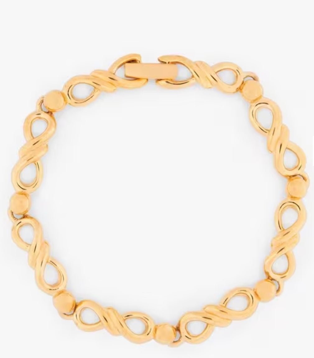 Eclectica Vintage Attwood & Sawyer 22ct Gold Plated Infinity Link Chain Bracelet - William George