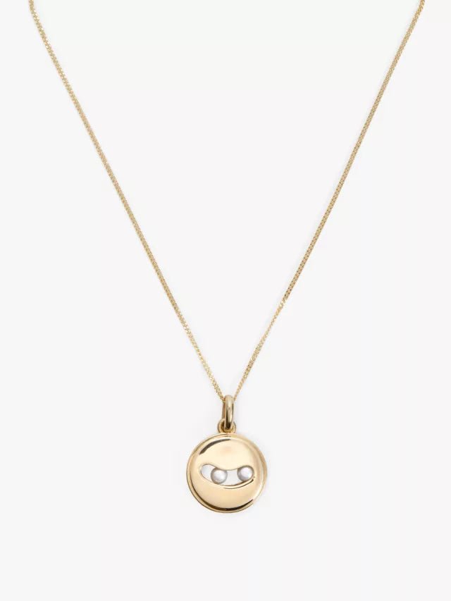 John Lewis Bright Young Gems™ Limited Edition Smile 9ct Yellow Gold Freshwater Pearl Disk Pendant Necklace, Gold RRP £145 - William George
