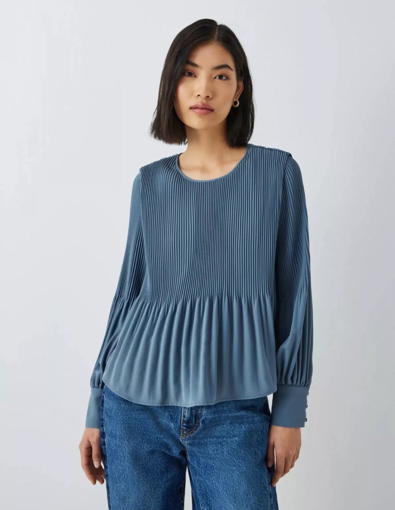 John Lewis Plisse Blouse Blue Size 18 BNWT RRP £55 - William George