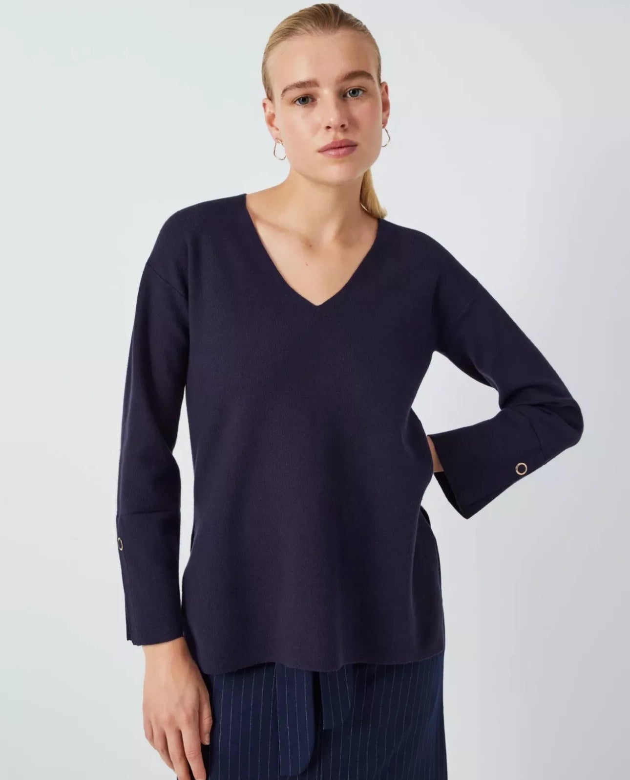 John Lewis V - Neck Knit Tunic Navy Size 10 BNWT RRP £45 - William George