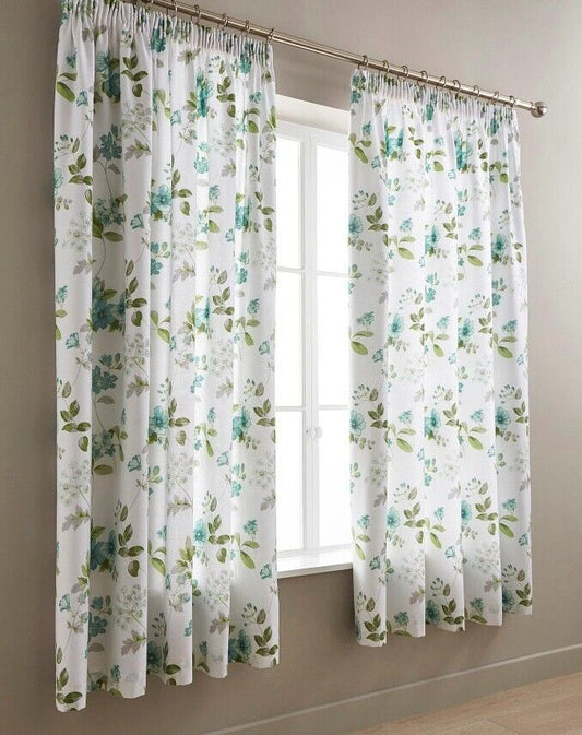 Lorena Green Lined Curtains 168x183 cms RRP £60 - William George