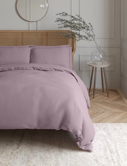 Luxury Egyptian Cotton Plain Duvet Set Mauve Super King - William George