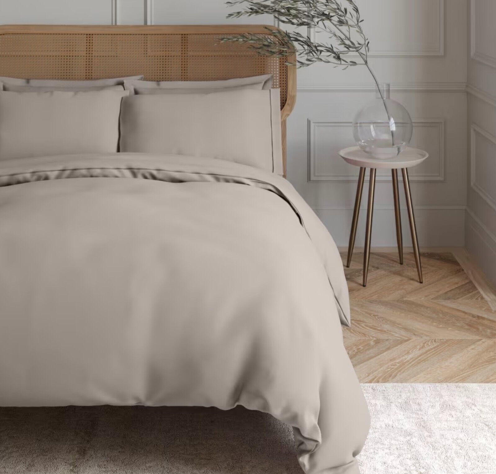 Luxury Egyptian Cotton Plain Duvet Set Truffle Super King - William George