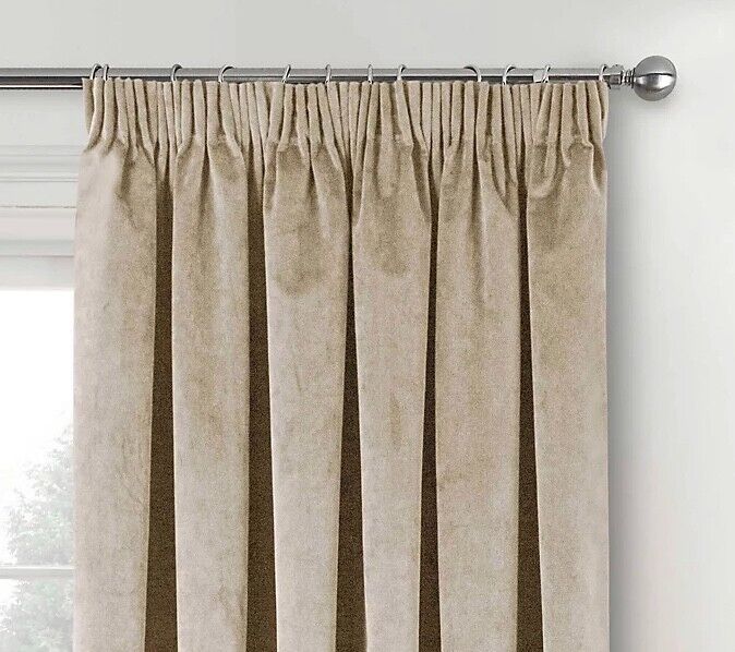 Luxury Jacquard Pencil Pleat Curtains Champagne 168x183 RRP £52.50 - William George