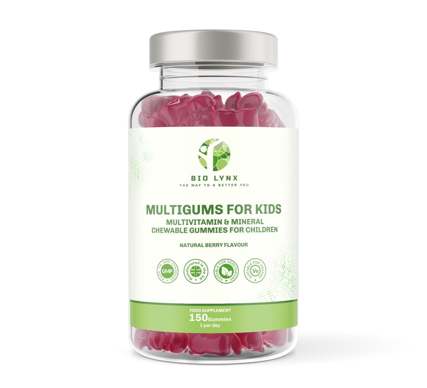 Multigums for Kids 150 Natural Berry Multivitamin & Mineral Chewable Gummies - William George