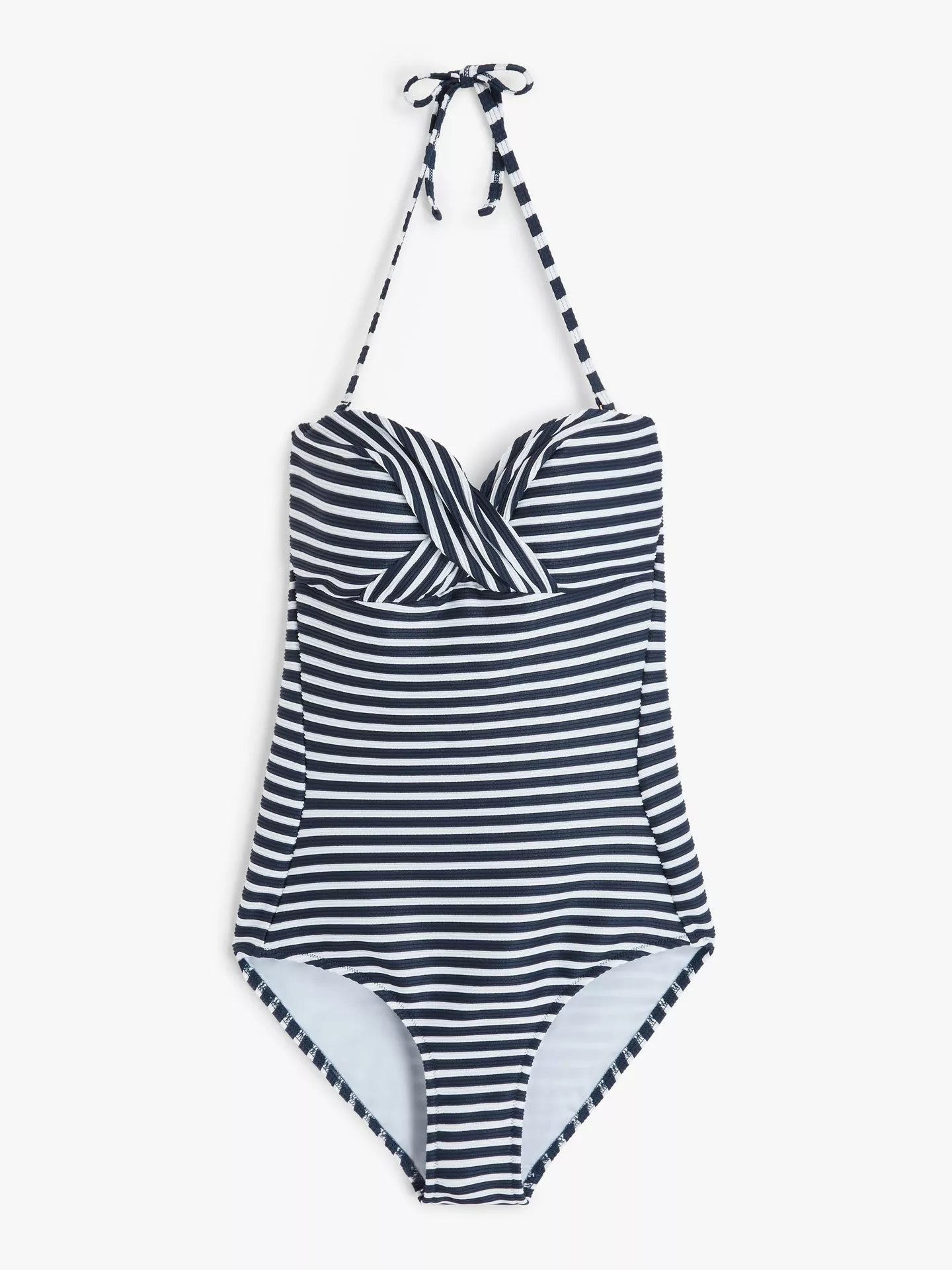 Nirvana Stripe Twist Front Bandeau Swimsuit Navy/White John Lewis RRP £35.00 - William George