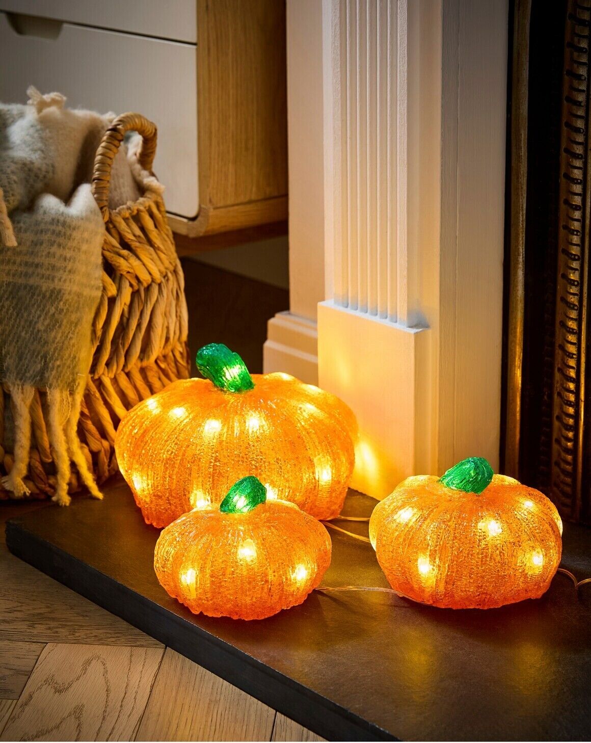 Set of 3 Acrylic Lit Pumpkins Halloween - William George