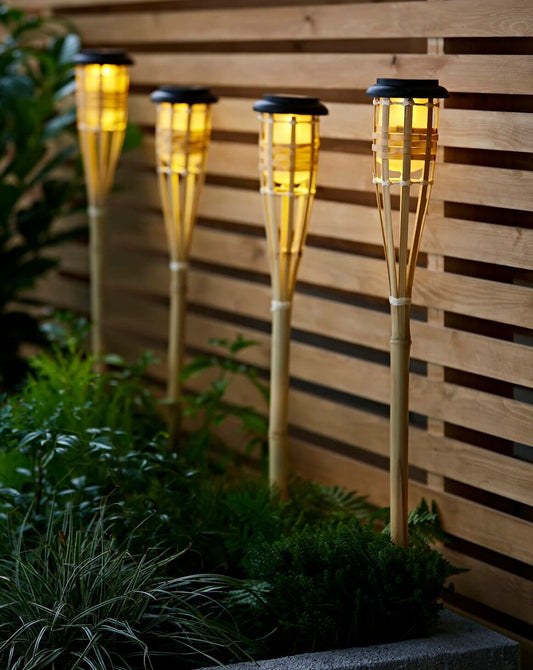 Set of 4 Bamboo Solar Stake Lights - William George