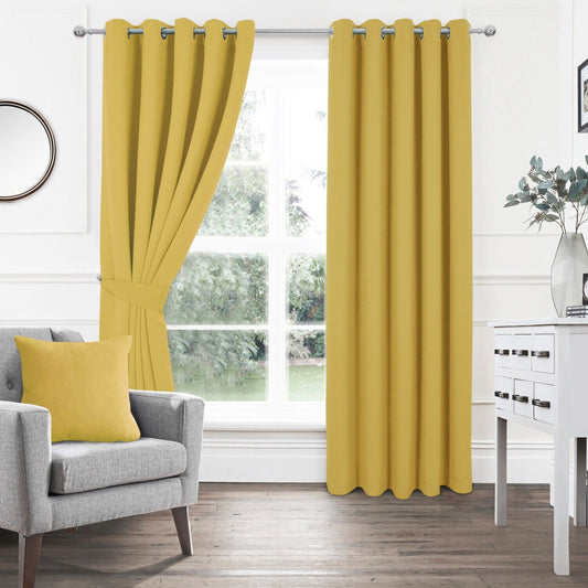 Sunset Blackout Eyelet Curtains Ochre 112 x 137 cms RRP £60 - William George