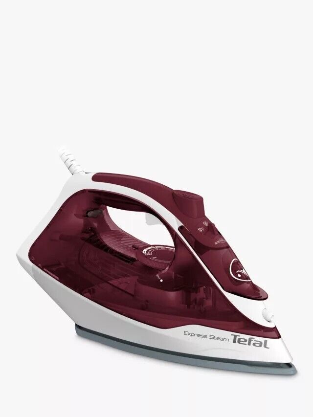 TEFAL Express Steam FV2869 Anti Calc Steam Iron, 2600W, White & Ruby Red RRP £40 - William George