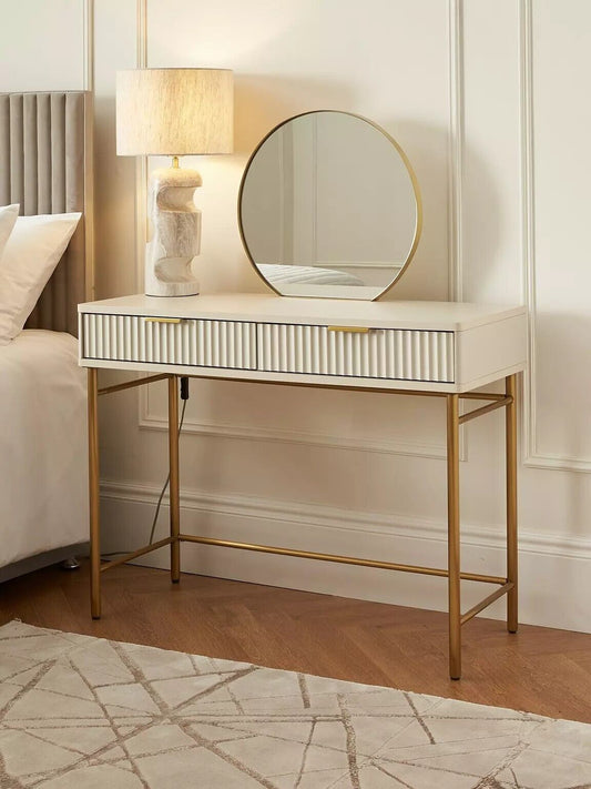 Very Home Cora Dressing Table and Mirror Set - Ivory/Brass RRP £199.00 - William George