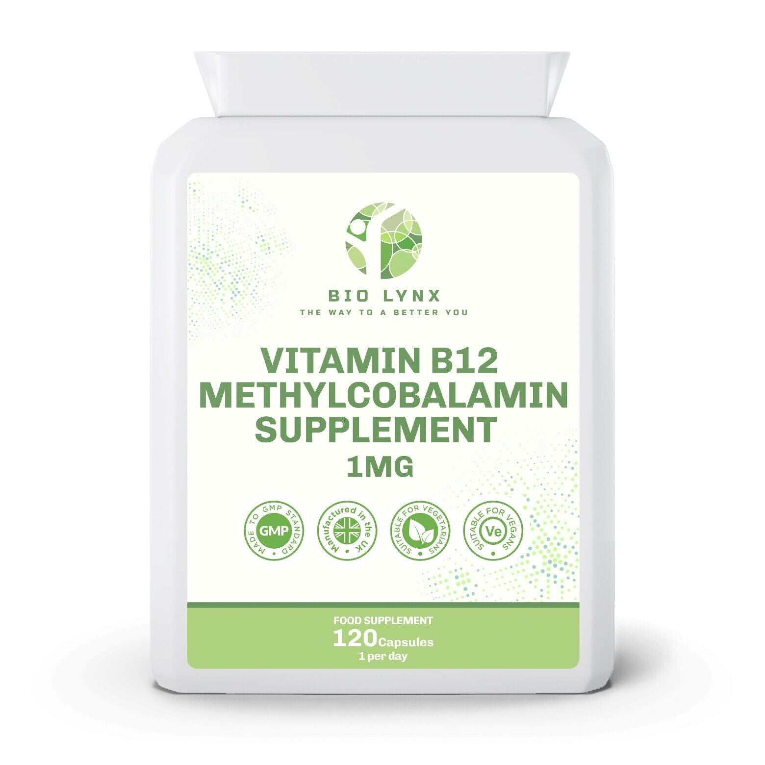 Vitamin B12 Methylcobalamin Supplement 1mg 120 Easy Swallow Daily Capsules - William George