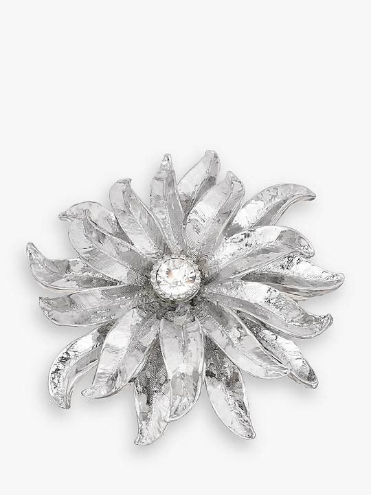 Eclectica Vintage Swarovski Crystal Flower Burst Brooch, Dated Circa 1990s, Silver - William George